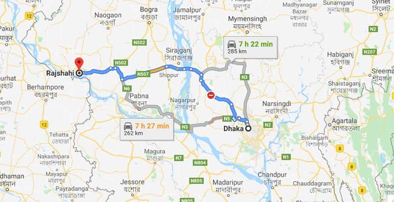 Dhaka to Rajshahi train Route